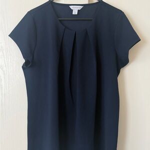 Liz Claiborne Navy Blue Pleated Blouse